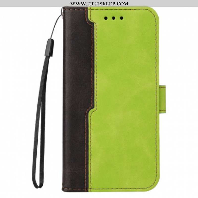 Etui Folio do Oppo A54 5G / A74 5G Kolorowa Dwukolorowa Sztuczna Skóra